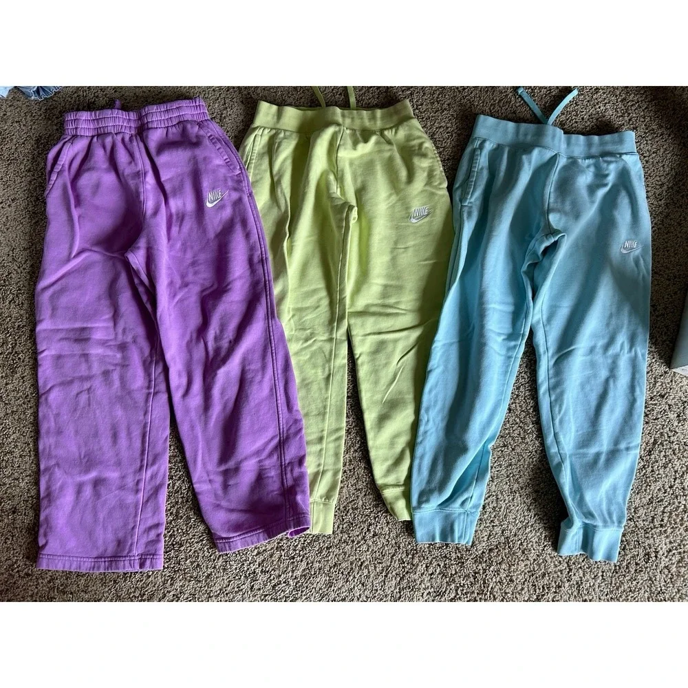 Lot‎ Of 3 Nike Youth Large Sweat Pants Purple Blue Yellow